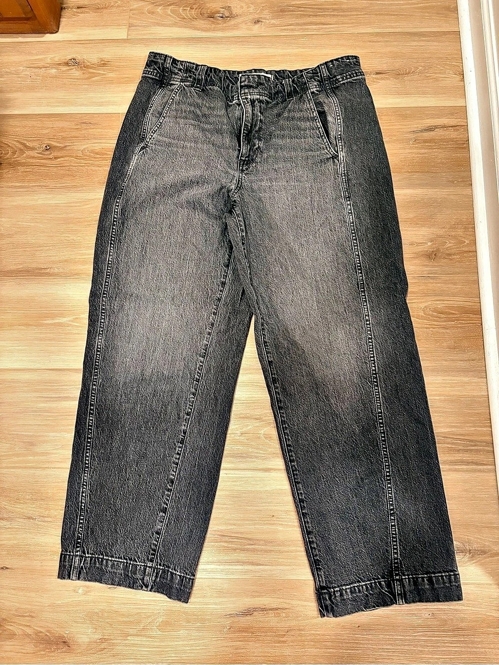 Madewell Tapered Denim Trousers Black Waist 32P
